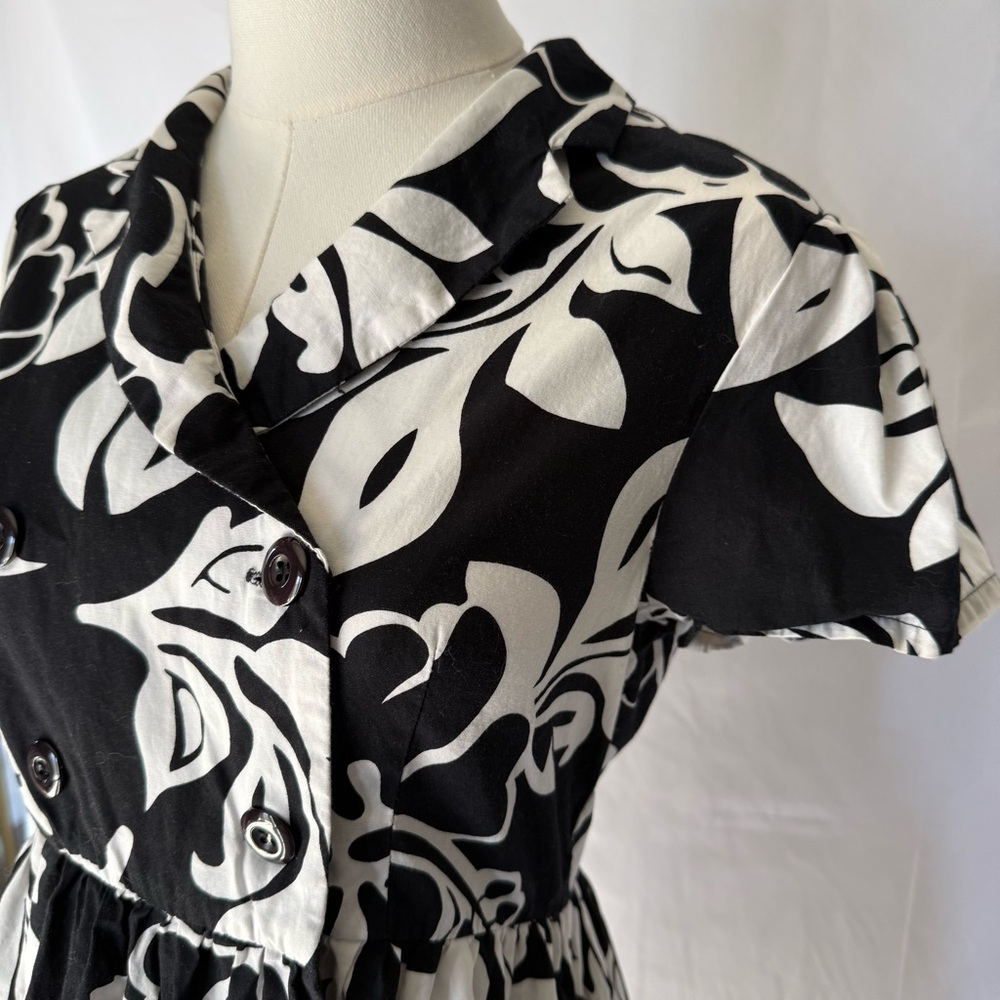 KK Korz Black & White Floral Short Sleeve Mini Dress – Size 6 - Picture 4 of 10
